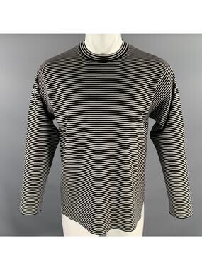BATONER Size S Black White Stripe Wool Pullover